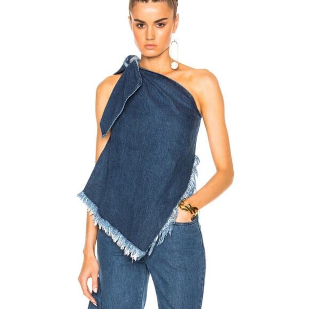 MARQUES ' ALMEIDA Knot Top One‎ Shoulder Top Size XS
Denim Dark Wash
